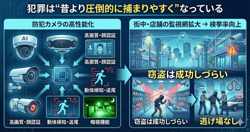 しかし犯罪は“昔より圧倒的に捕まりやすく”なっている