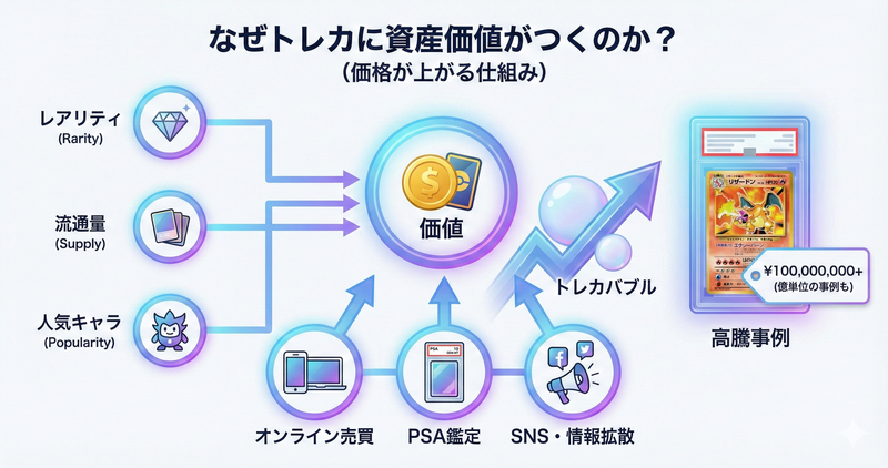 なぜトレカに資産価値がつくのか(価格が上がる仕組み)